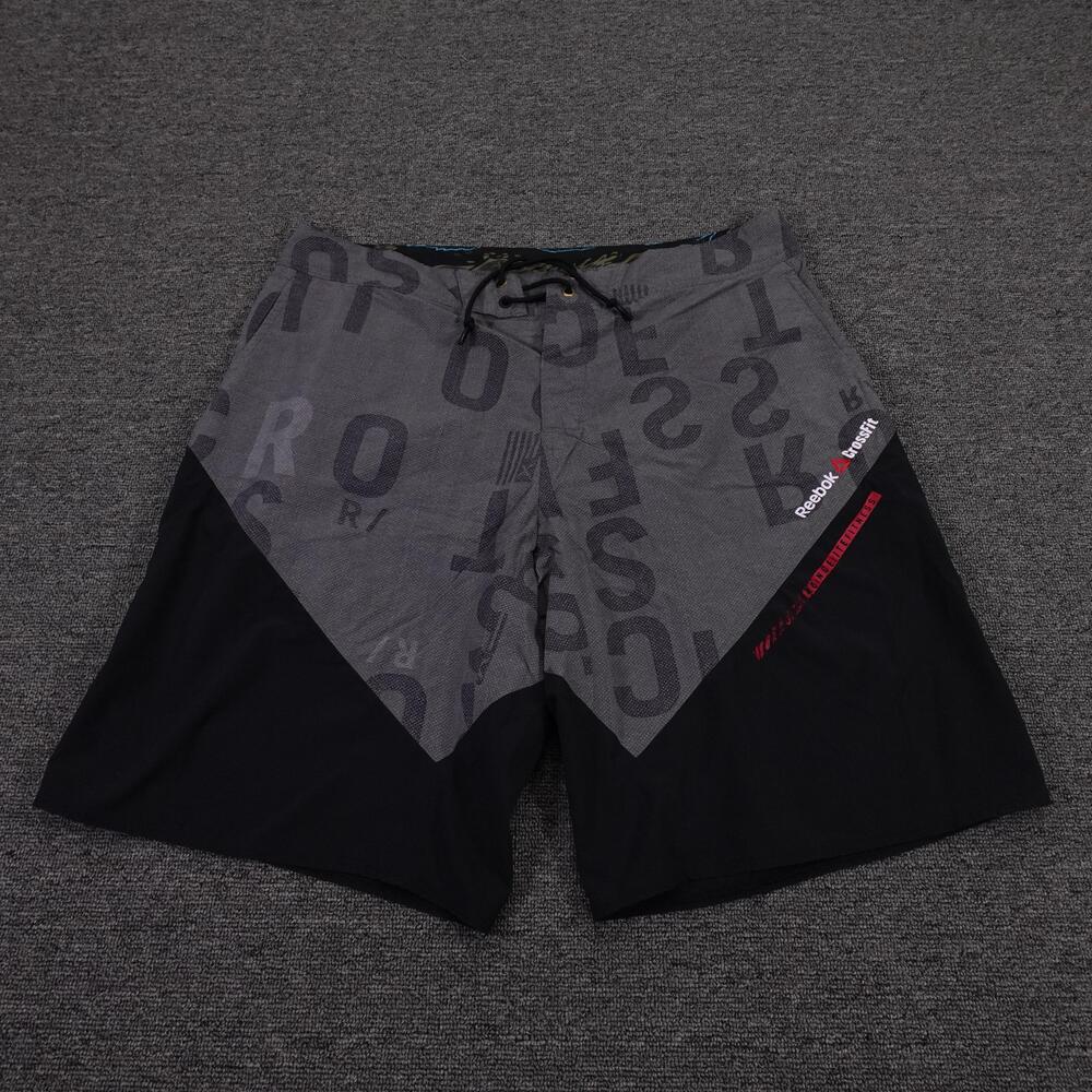 Reebok CrossFit Shorts Mens 34 Black Boardshorts Logo 11 Inseam Athletic Gym